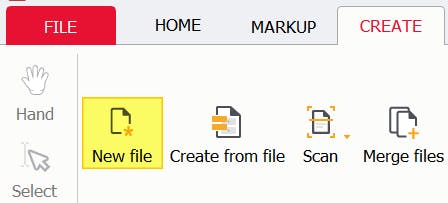 New file button highlighted in PDF Pro. 