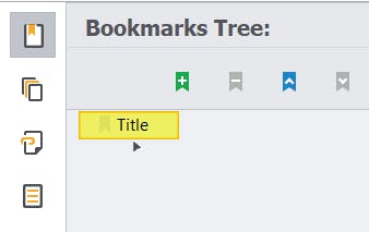 A highlighted PDF bookmark, named "Title".
