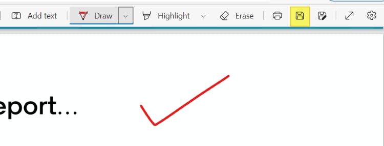 Save icon highlighted in Microsoft Edge. 
