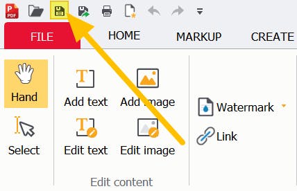 Save button highlighted in PDF Pro. 