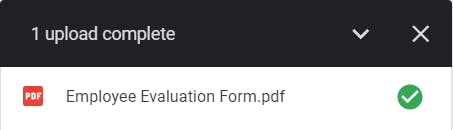 PDF file titled "Employee Evaluation Form" uploaded to google drive. 