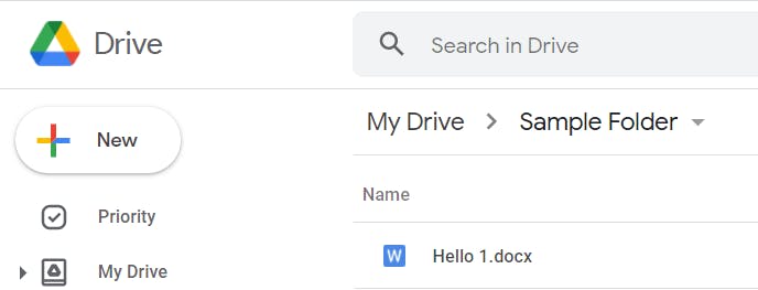 Screenshot of Google Drive, showing a Word document. 