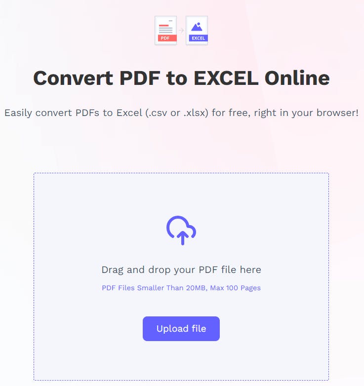 PDF Pro's online PDF to Excel converter. 