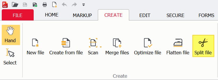 The Split file tool is highlighted in PDF Pro.