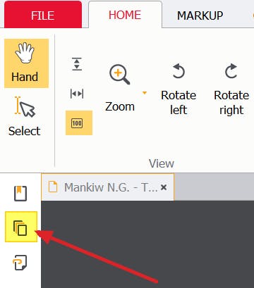 Show Thumbnails button highlighted, with a red arrow pointing at it. 