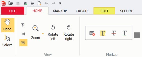PDF Pro Edit tab highlighted. 