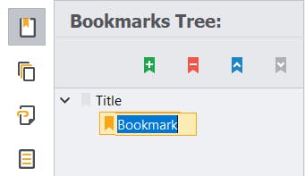 Highlighted text to name new nested bookmark in PDF Pro.