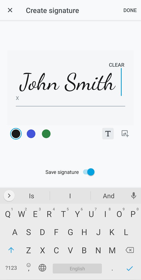 Typed signature support in Android PDF SDK viewer