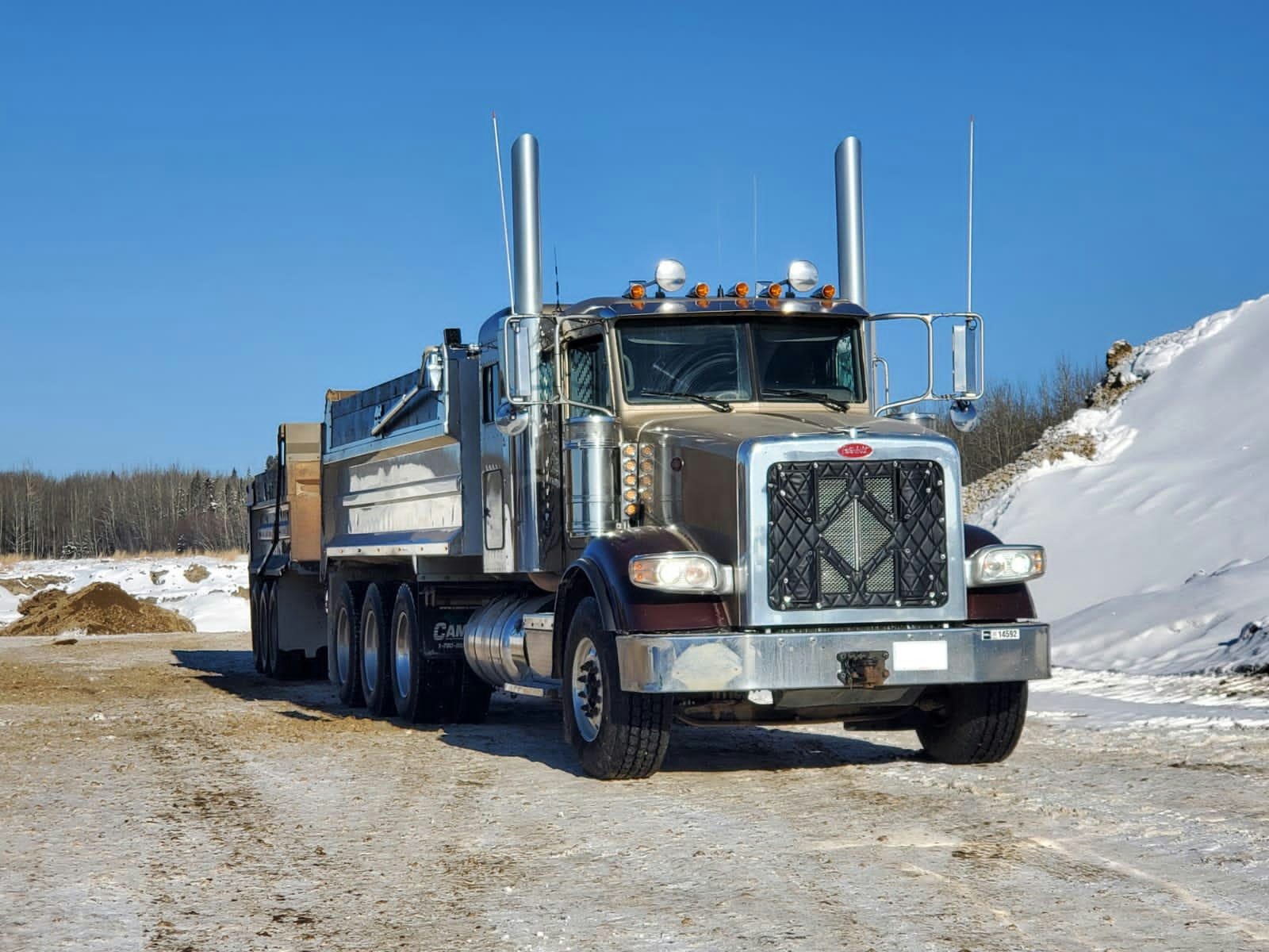 Peaceland gravel truck hauling in winter