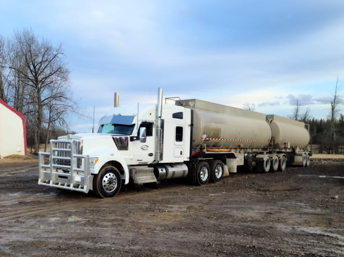 Peaceland tanker truck at oilfield facility
