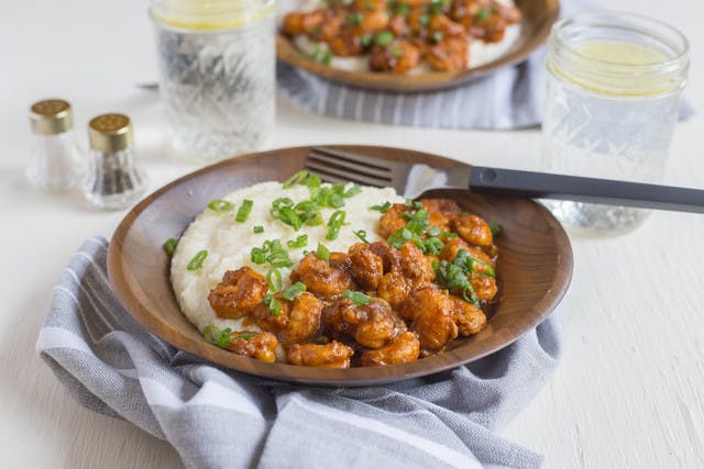 Shrimp & Grits with Wild Caught Gulf Shrimp & White Cheddar