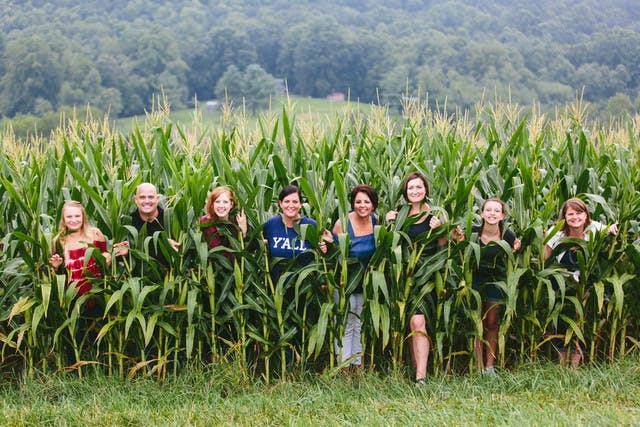 Poppy Handcrafted Popcorn team in a cornfield
