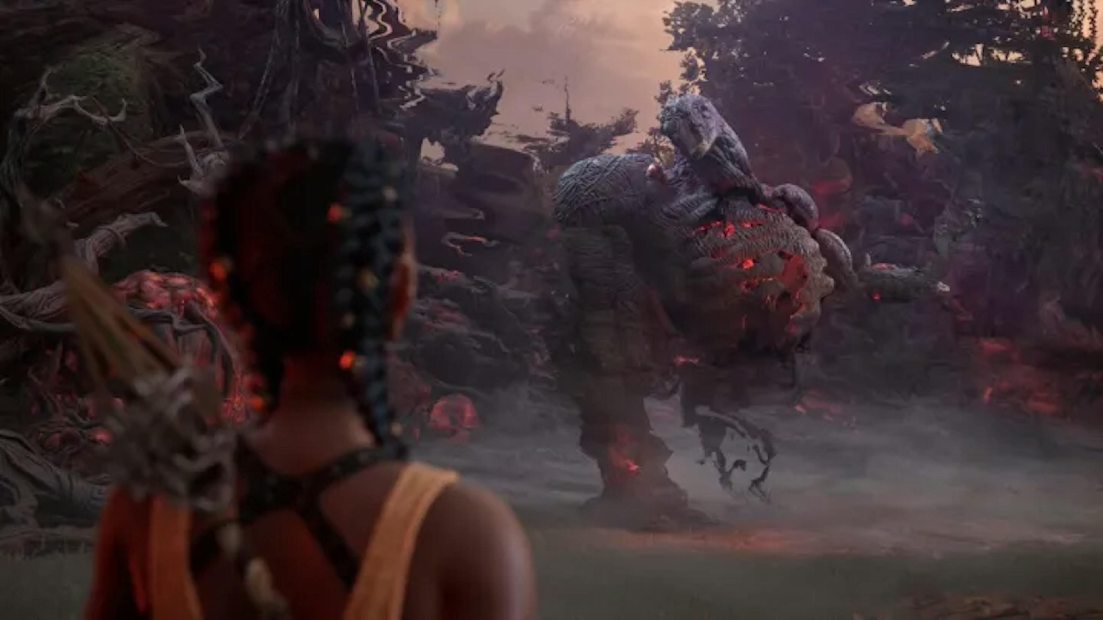 South of Midnight screenshot over the shoulder of Hazel looking at a Haint (spirit monster).