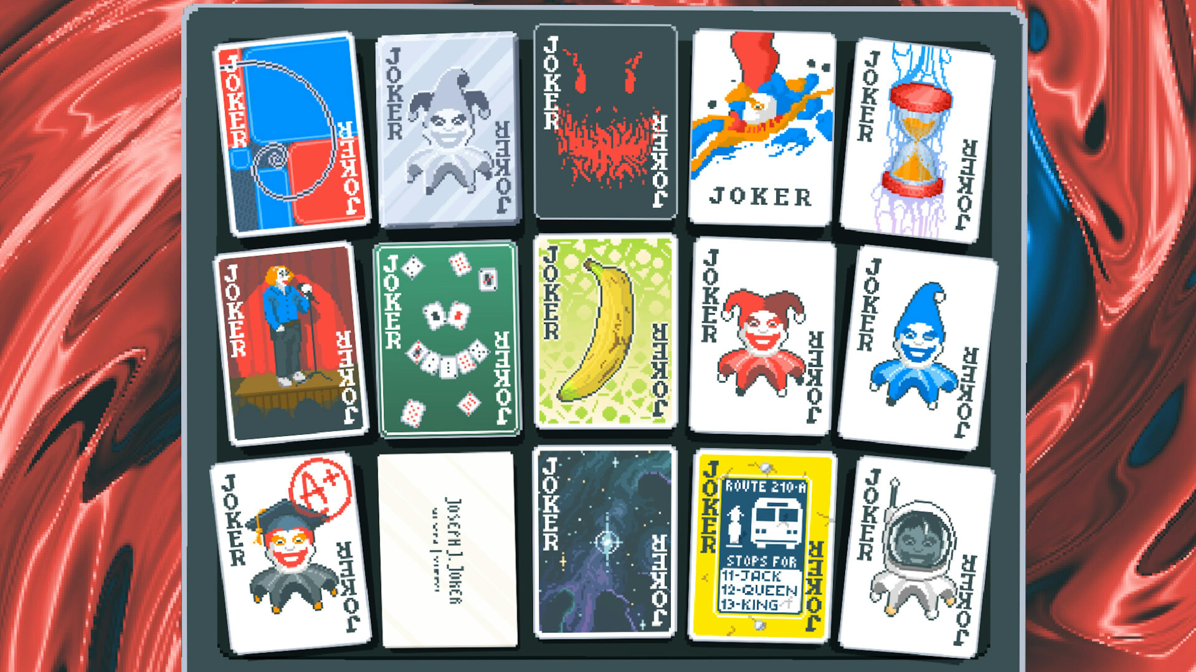A set of joker cards from Balatro.