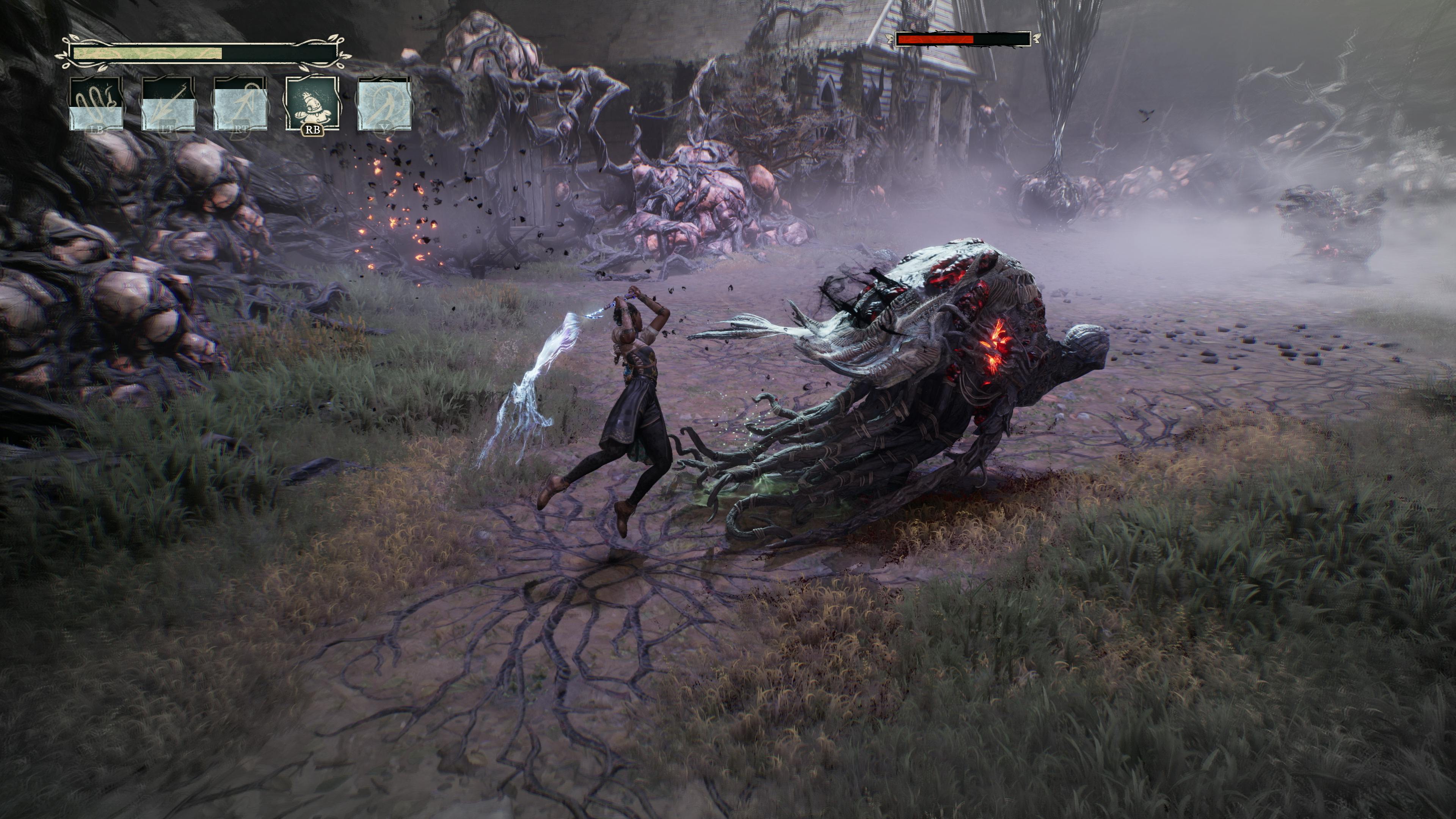 Close up shot of Hazel fighting. 