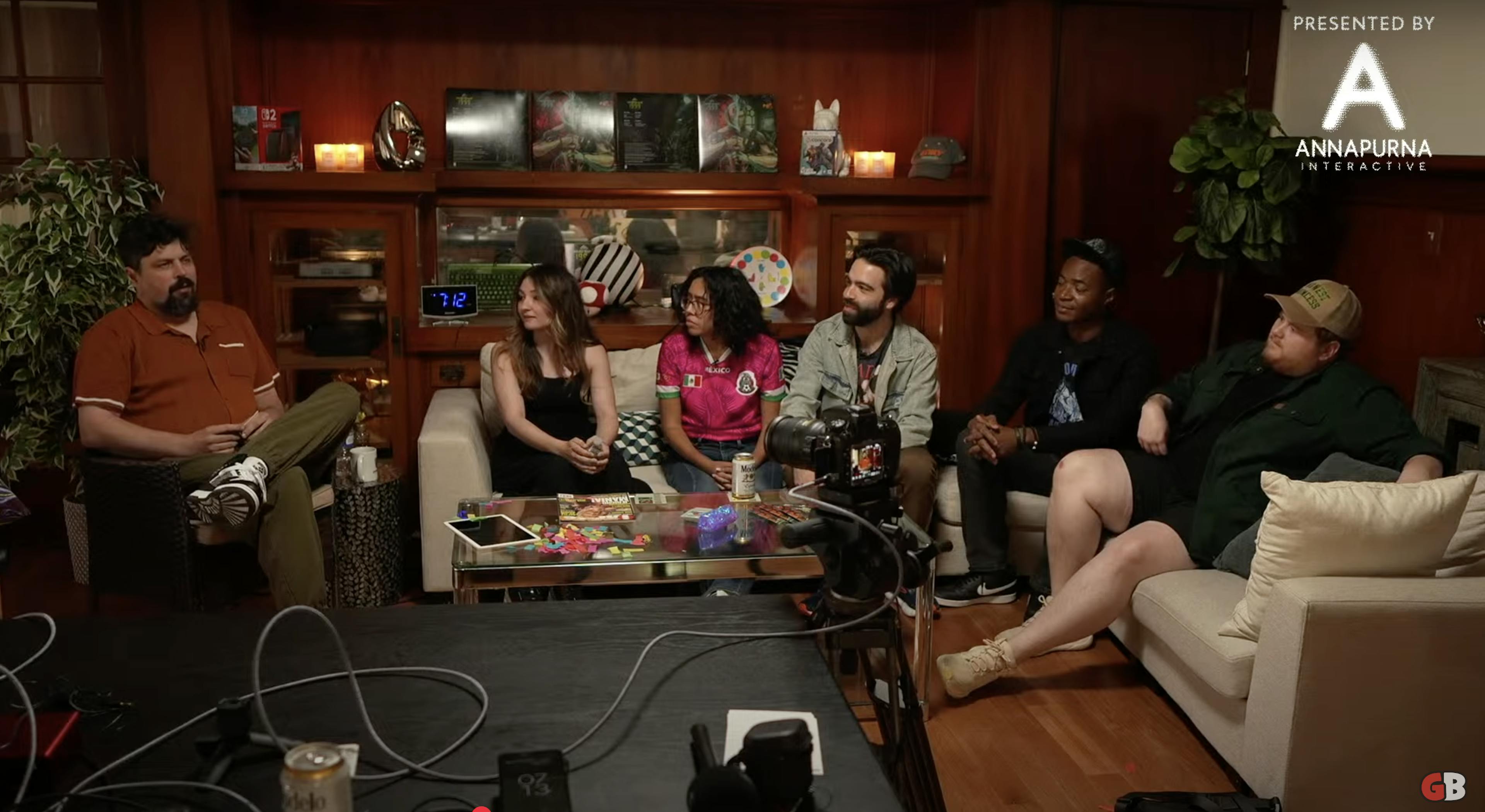 Giant Bomb couch with Game Informer and MinnMax