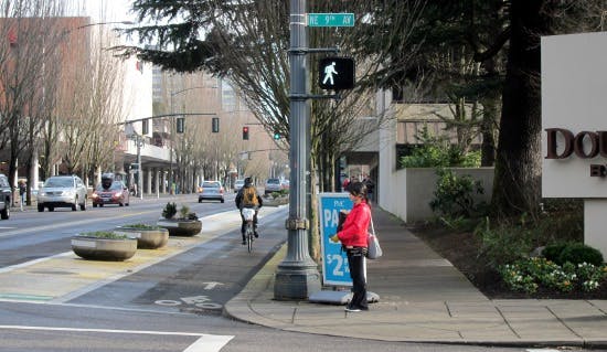 A protected bikeway in Portland