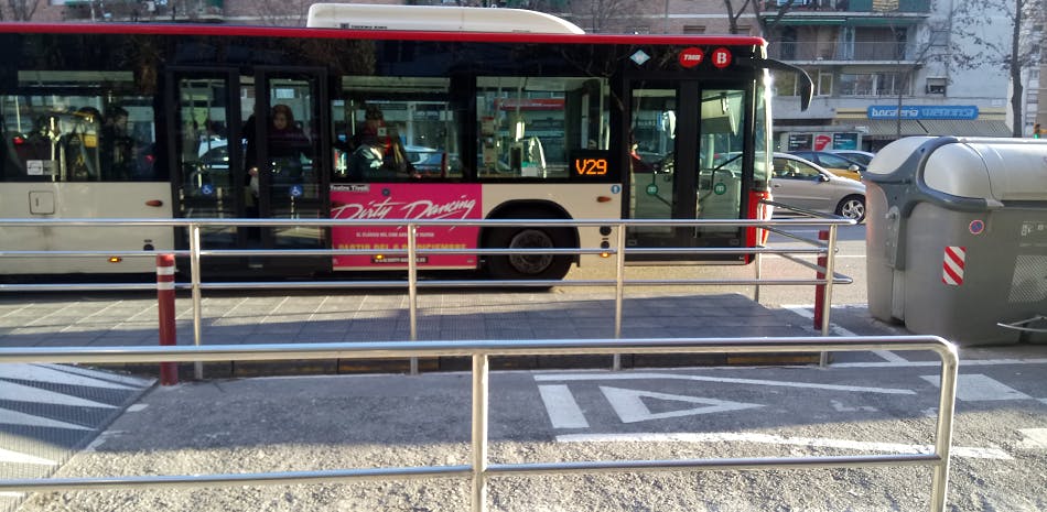 A floating bus stop in Barcelona