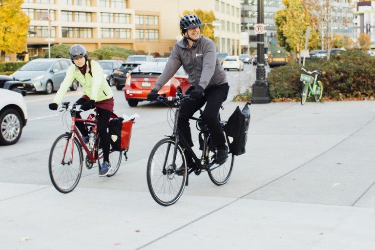 Friends riding in fall.