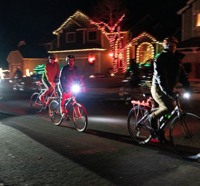 Holiday lights by bike in Fort Collins.