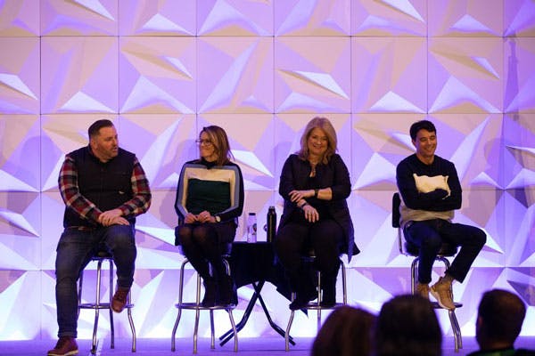 PeopleForBikes COO Jenn Dice (center left) spoke at Day 0 of Outdoor Retailer on a panel about the different approaches various outdoor industries use in engaging new participants.