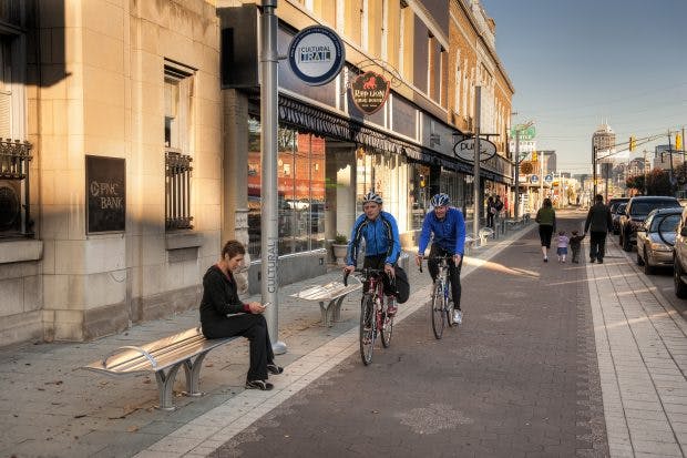 Biking the Indianapolis Cultural Trail.