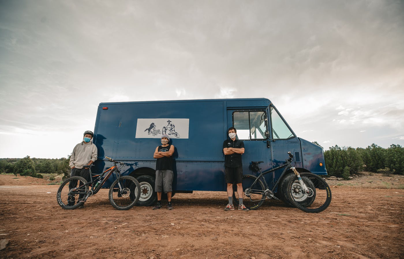 Mechanics Lorenzo Manuelito (left) and Frank Cook (center) with founder Scott Nydam (right) in front of the Silver Stallion mobile shop. (All photos courtesy of Silver Stallion’s Shaun Price.)