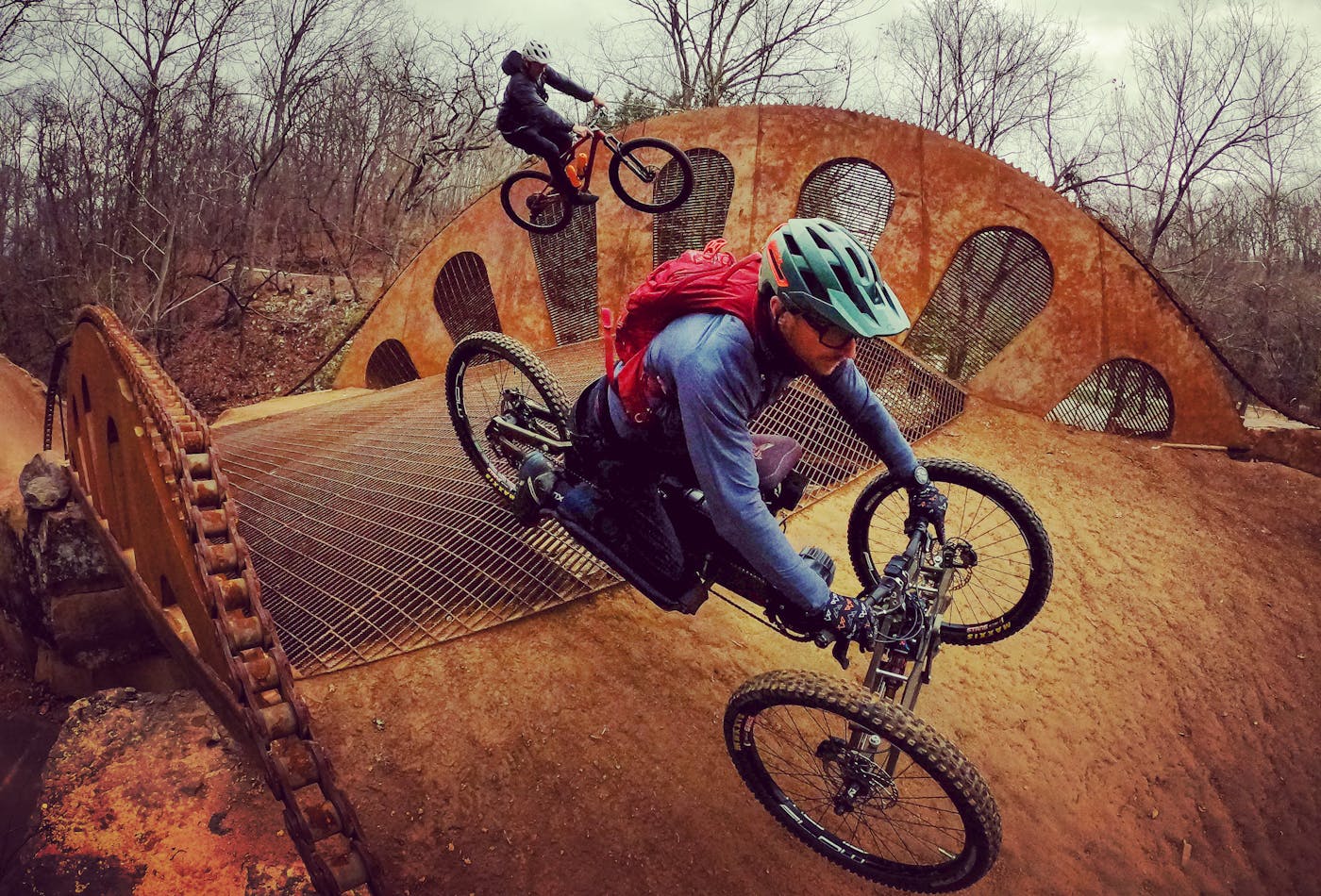 Jeremy McGhee rides his Sport-On adaptive mountain bike in Bentonville, Arkansas.