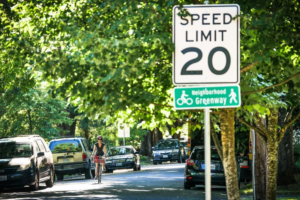 A neighborhood greenway in Portland, Oregon. 