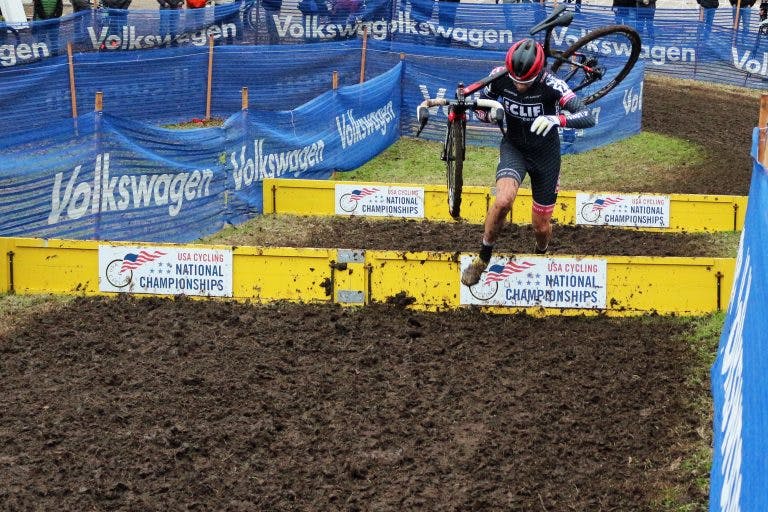 Troy Wells competes in a — very muddy — USA Cycling National Championships for Team Clif Bar. (Photo: Dylan Seguin; courtesy of Troy Wells.)