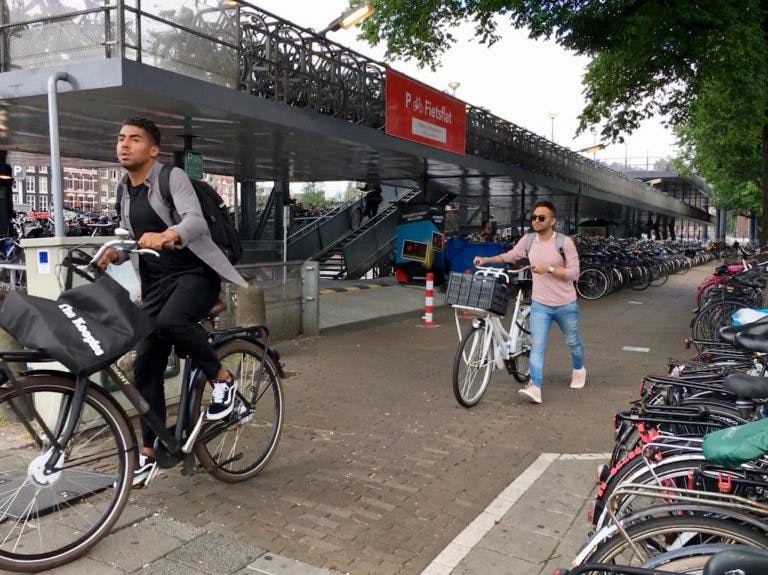 The parking garage at Amsterdam Centraal train station.