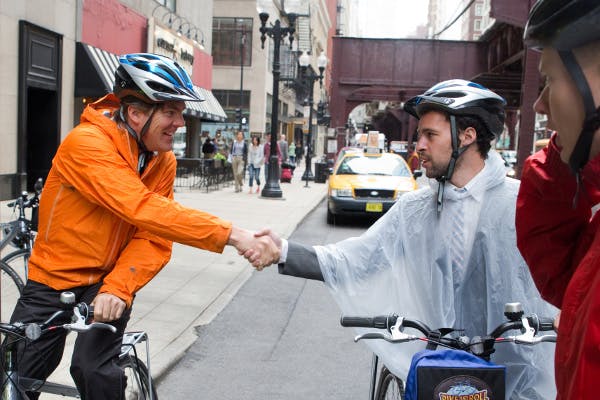 Portland Transportation Commissioner Tom Miller meets David Vega-Barachowitz of NACTO, 2012