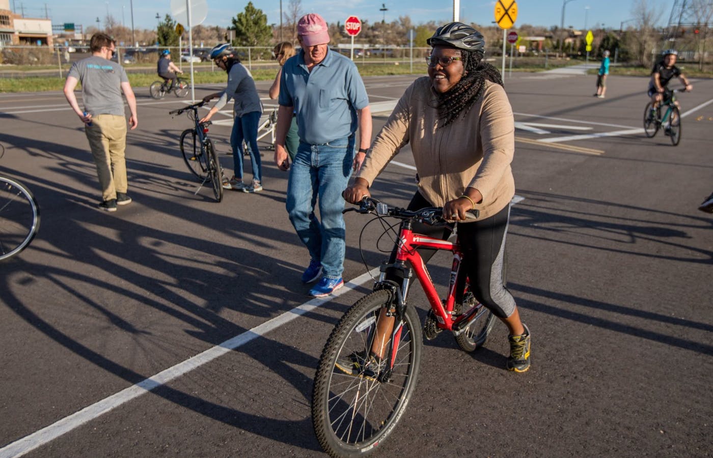 Photo courtesy of Bicycle Colorado's Learn to Ride program. A similar adult education class will launch in Bentonville, Arkansas, on April 4, 2022.