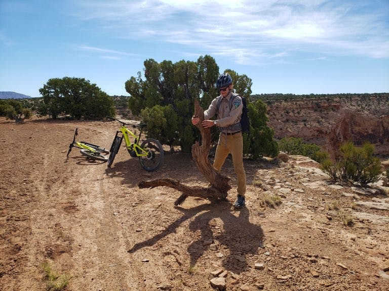 Blake Baker performing trail maintenance duties.