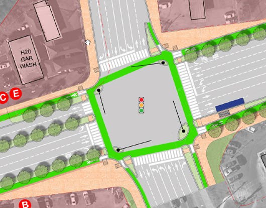 Protected intersections on a Texas-sized road: plans for South Lamar at Barton Springs Road