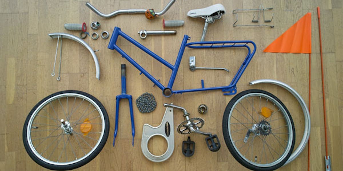 Disassembled bicycle