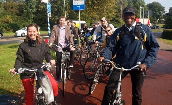 Atlanta engineer Rodney Givens, right, on a study tour of Netherlands bike infrastructure last summer.