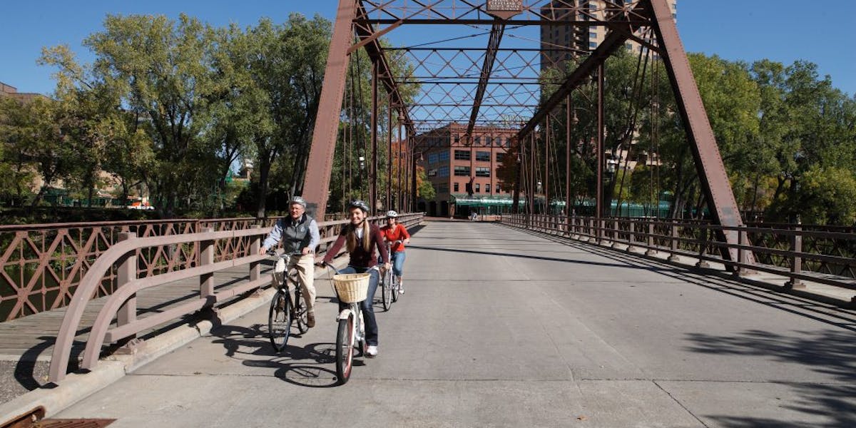 Bikers on a bridge