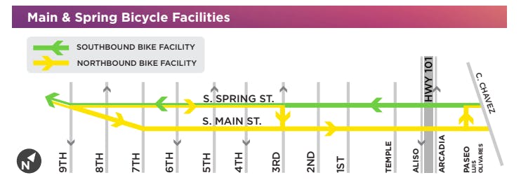 Map of new Spring Street bike lanes. 