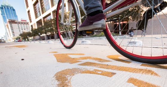 Tires in Austin bike lane