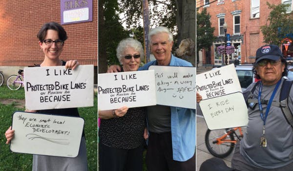 The Albany Protected Bike Lanes Coalition's social media campaign used the same concept as a successful on in Calgary, AL, Canada