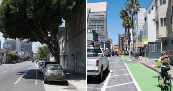 Before/after cross-sections of 7th Street, San Francisco. 