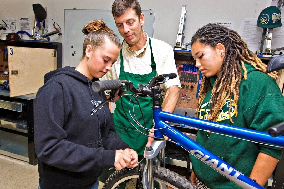 In Project Bike Tech classrooms, students learn mechanical skills but also everything from geometry to city planning. (All photos courtesy of Project Bike Tech)