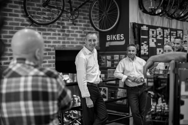 Congressman Brian Fitzpatrick (PA-01) visits with Doylestown Bike Works.