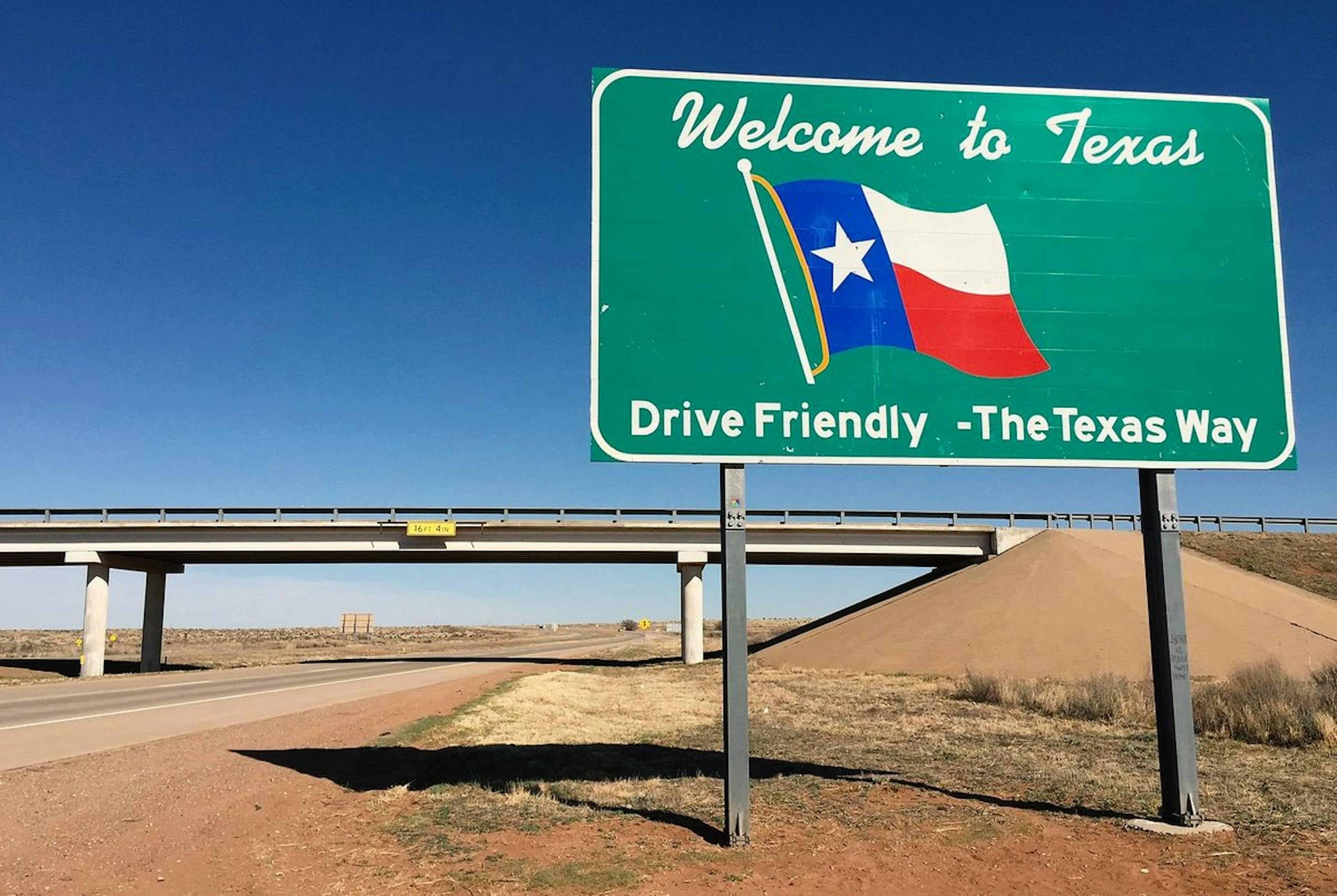 Welcome to Texas' Road Sign - Greeting travelers as they enter the Lone Star State