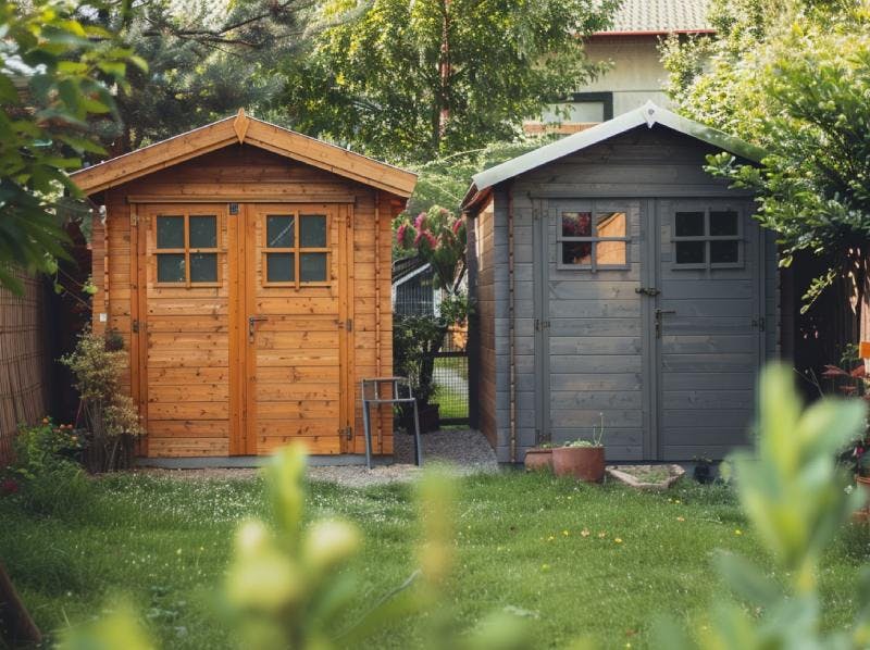 2 abris de jardin de 5m² au fond d'un jardin