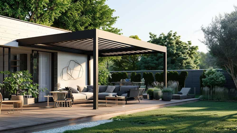 bioklimatische Pergola aus Aluminium auf einer Terrasse