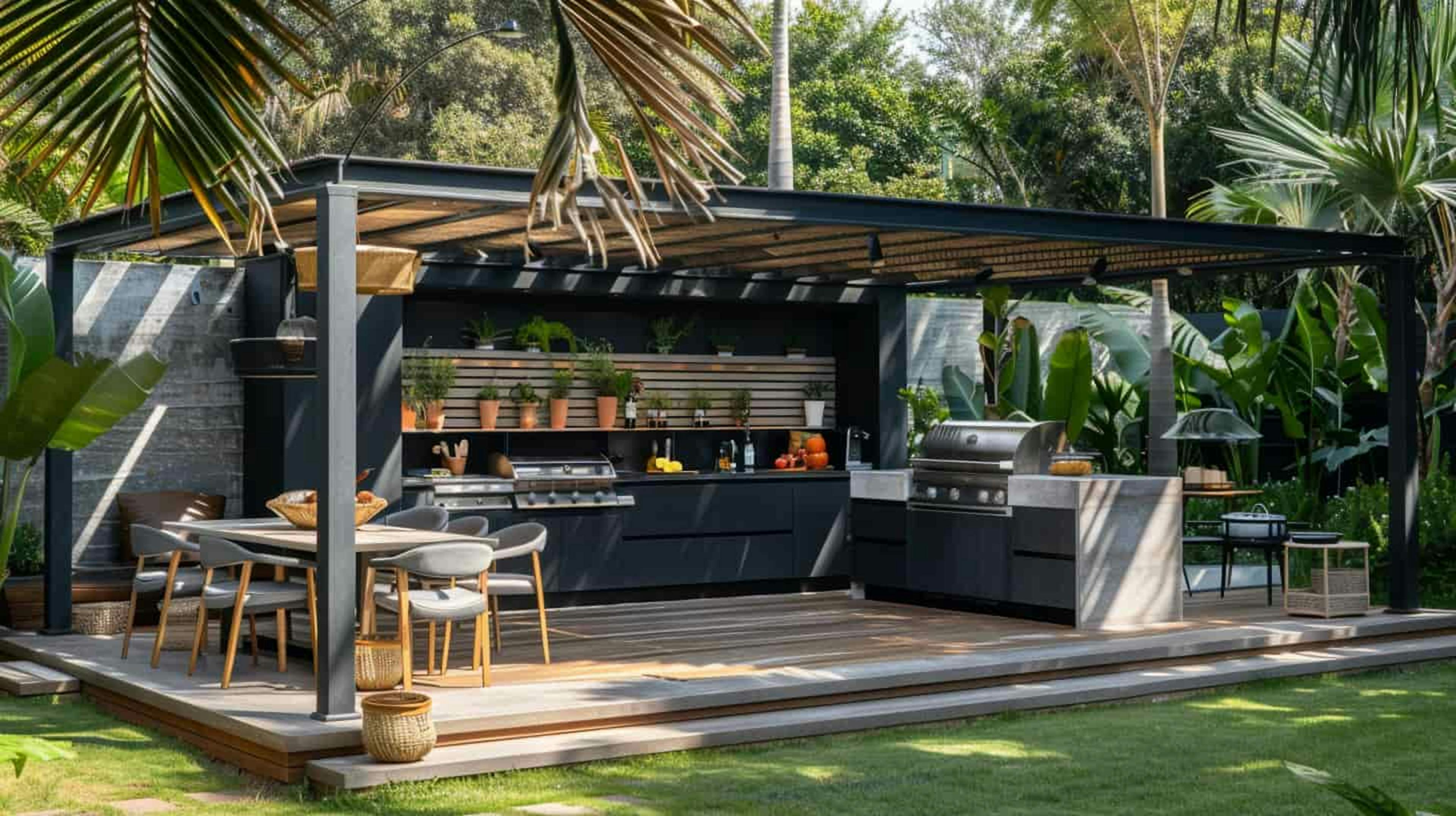 cuisine extérieure avec pergola