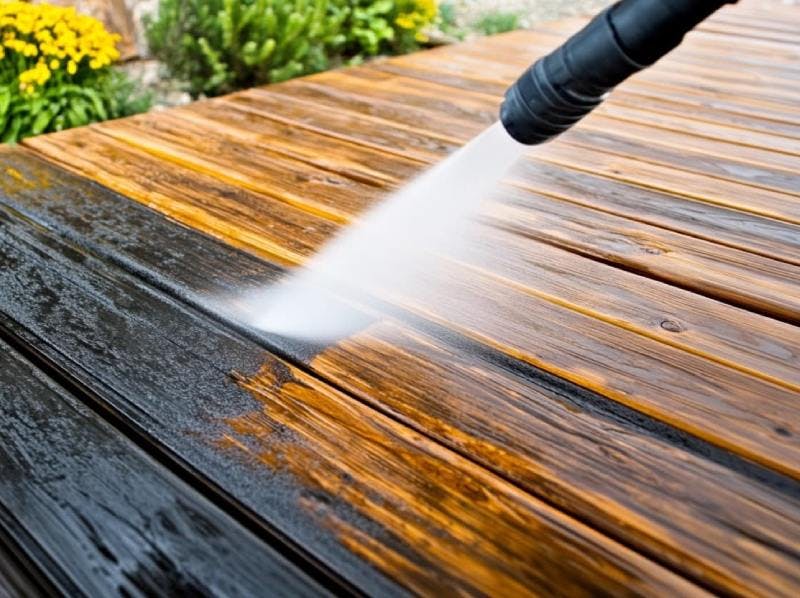 nettoyeur à haute pression d'une terrasse bois
