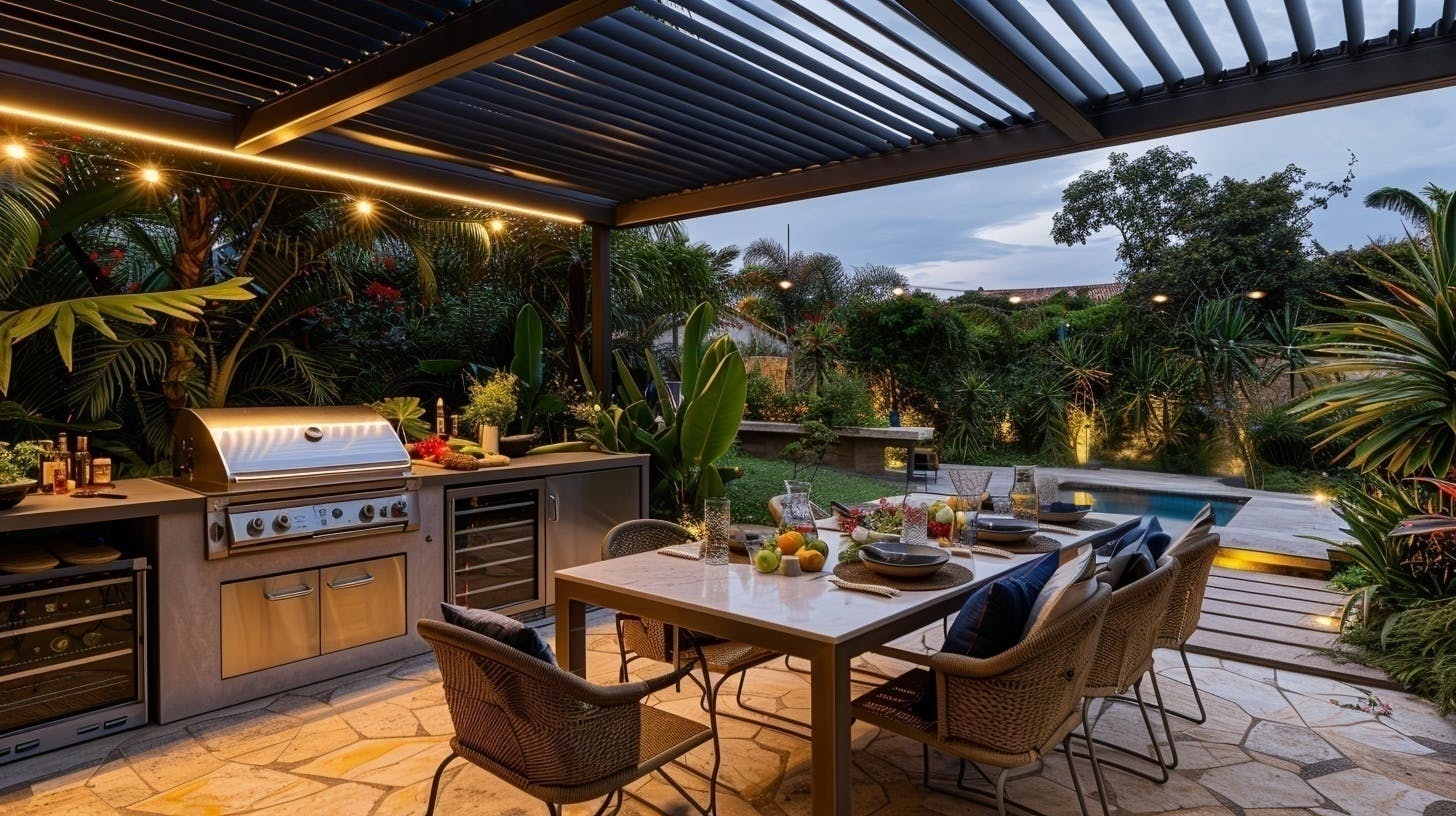 cuisine extérieure sous pergola